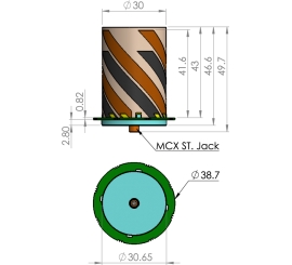 Calian HC979EXF Embedded Multi-Constellation Full-Band Helical Antenna