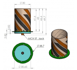 Calian HC843E Embedded Active Dual-Band GNSS + Passive Iridium Helical Antenna