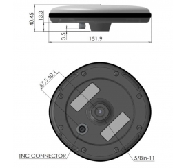 Calian AC4990PXF full-band GNSS antenna with rugged housing and quad-feed Accutenna® 4 technology for precision applications